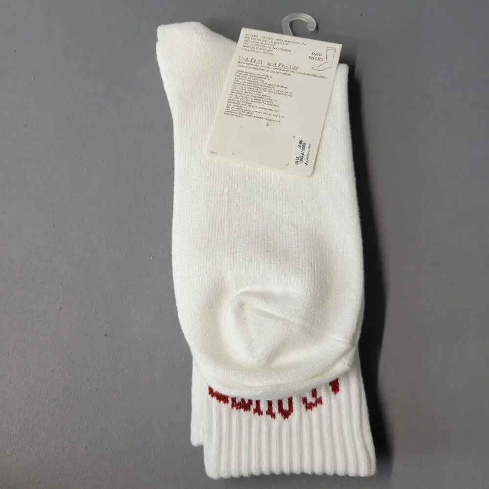 American Eagle Socks Mens One Size White Dad Santa‎ Graphic Crew Ribbed Holiday